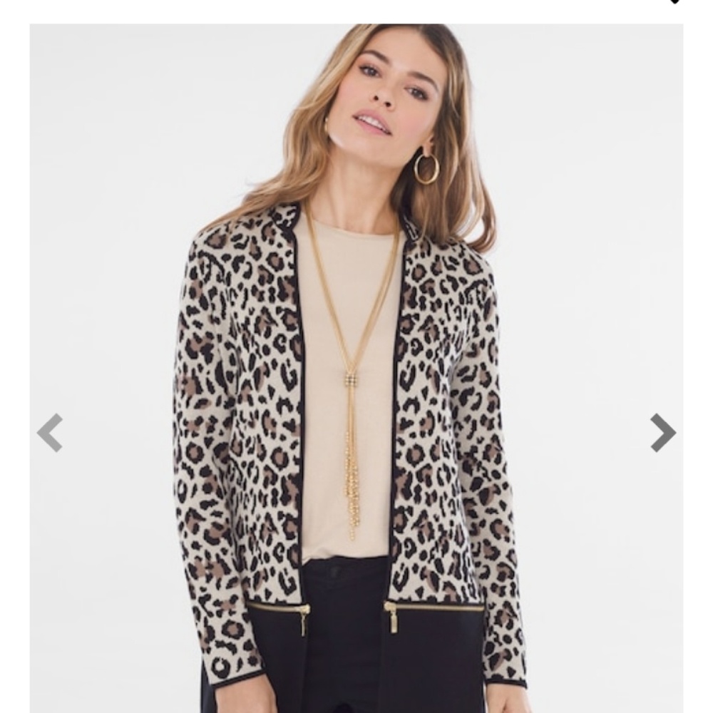 Chicos CONVERTIBLE LEOPARD-PRINT CARDIGAN